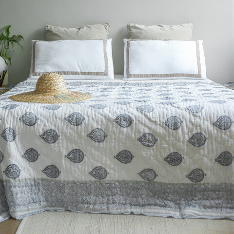 Block-Printed Cotton Quilt, Fort