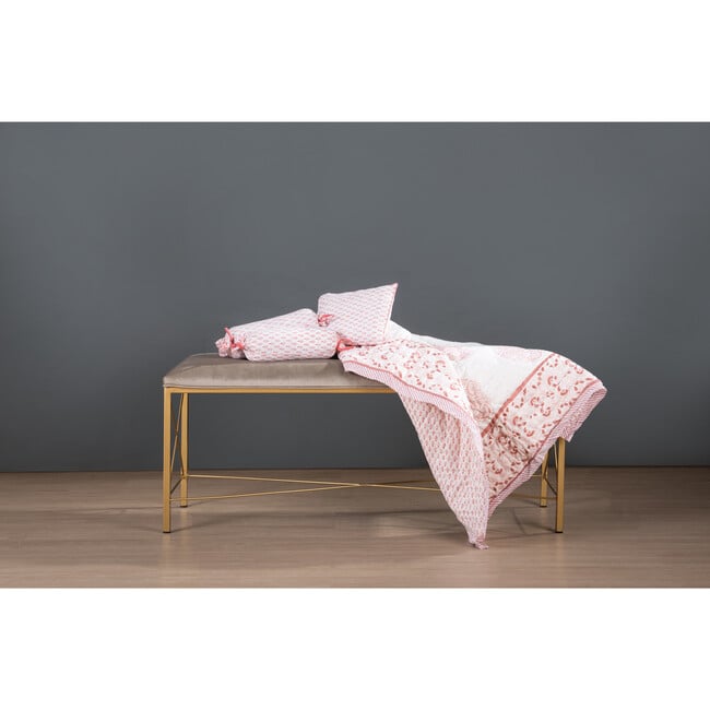 Block-Printed Cotton Crib Quilt, Pink City - Quilts - 3