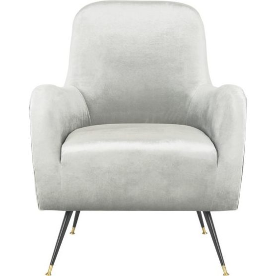 Noelle Velvet Mid-Century Accent Chair, Grey - Accent Seating - 1