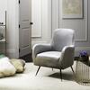 Noelle Velvet Mid-Century Accent Chair, Grey - Accent Seating - 2 - thumbnail