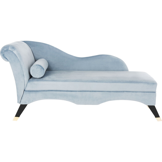 Caiden Velvet Chaise with Pillow, Light Blue