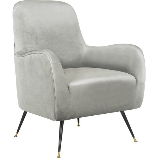 Noelle Velvet Mid-Century Accent Chair, Grey - Accent Seating - 3