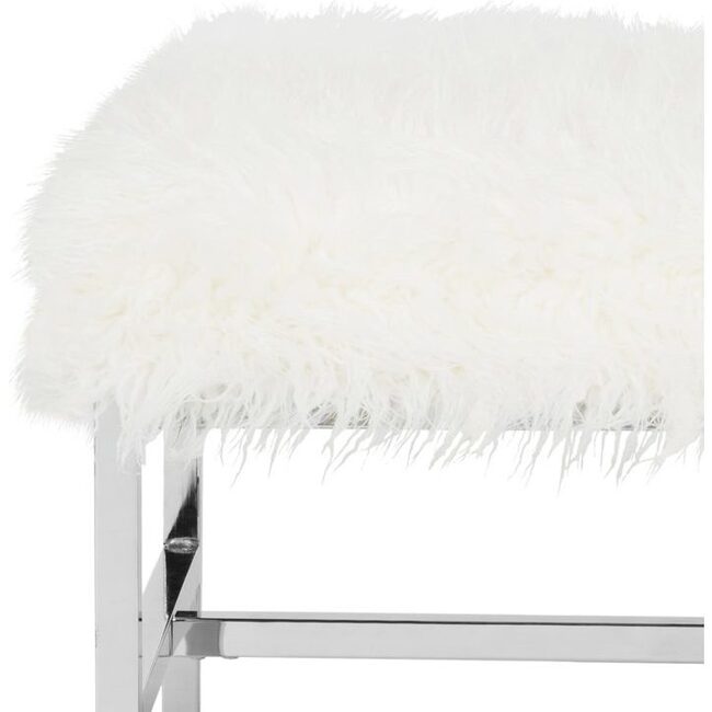 Horace Faux Sheepskin Bench, Chrome - Accent Seating - 3