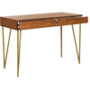 Pine Two-Drawer Desk, Gold - Desks - 2