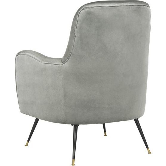 Noelle Velvet Mid-Century Accent Chair, Grey - Accent Seating - 4