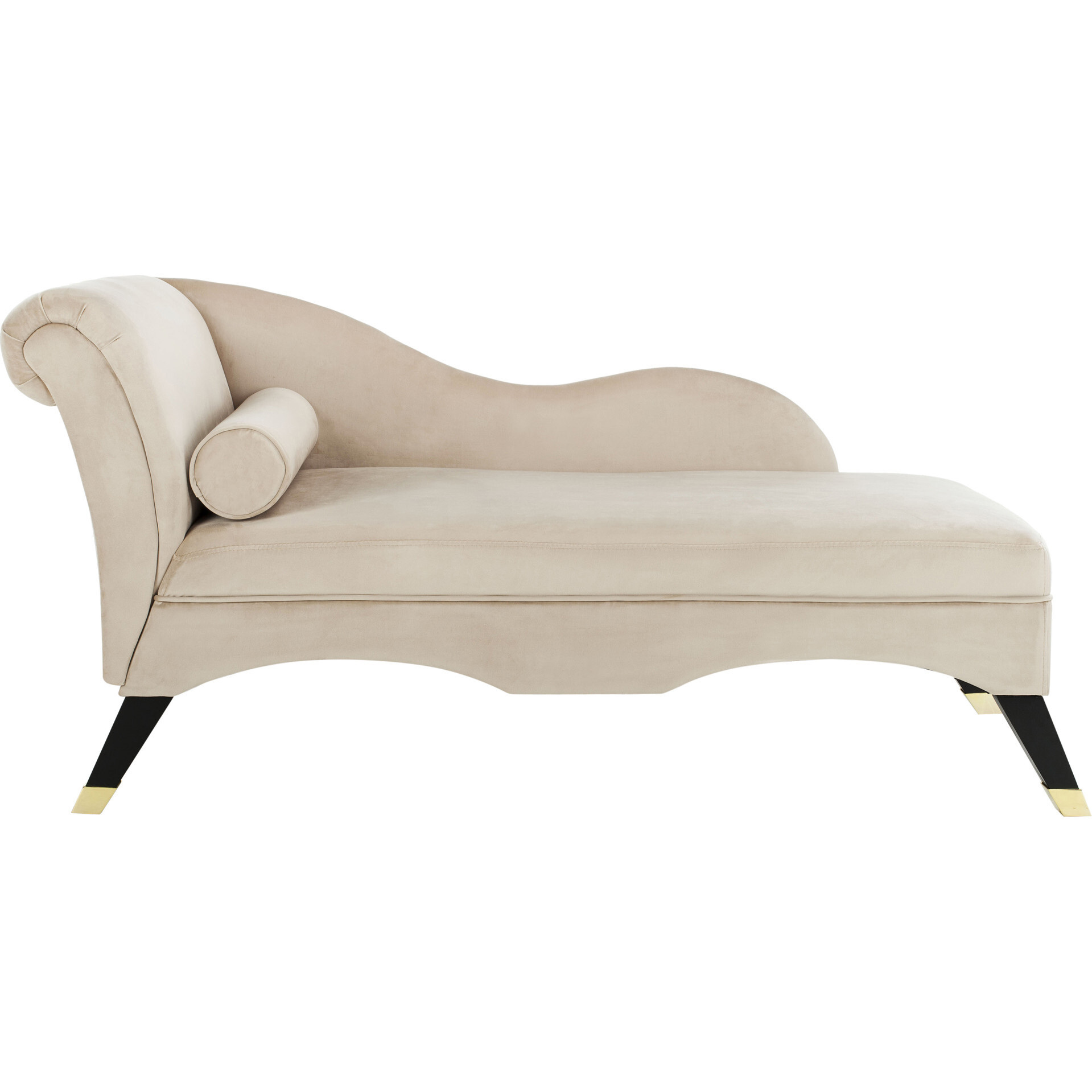 Caiden Velvet Chaise with Pillow, Sand - Accent Seating - 1