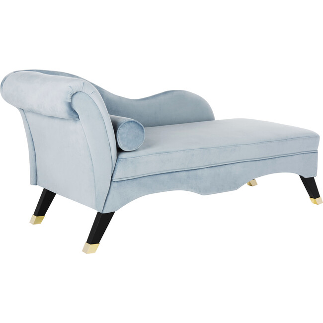 Caiden Velvet Chaise with Pillow, Light Blue