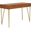 Pine Two-Drawer Desk, Gold - Desks - 4 - thumbnail