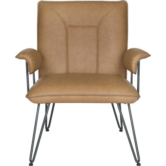 Johannes Mid-Century Modern Leather Arm Chair, Cognac