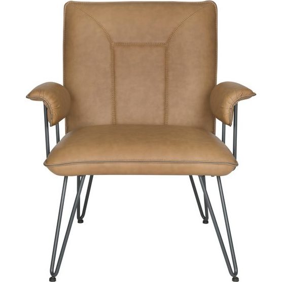 Johannes Mid-Century Modern Leather Arm Chair, Cognac - Accent Seating - 1