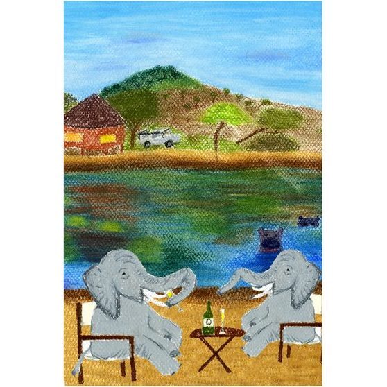 Elephant Champagne, 10" x 7"