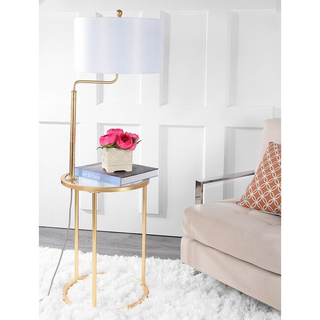 Crispin Floor Lamp Side Table, Gold - Lighting - 3