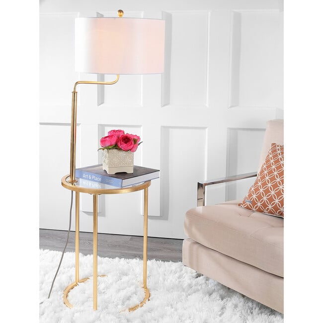 Crispin Floor Lamp Side Table, Gold - Lighting - 4