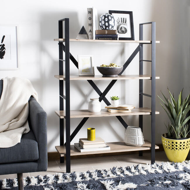 Raylan Retro Mid-Century 4-Tier Etagere, Black - Bookcases - 6