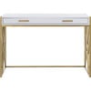 Elaine 1 Drawer Desk, White/Gold - Desks - 1 - thumbnail