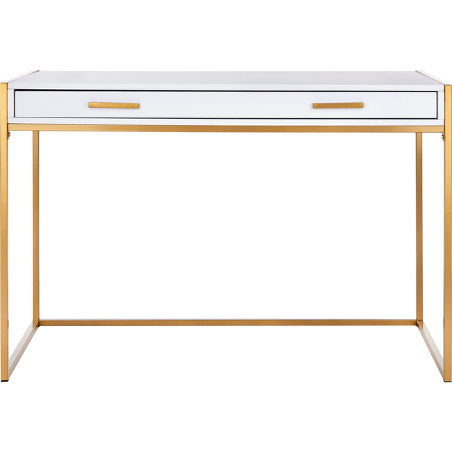 Elodie 1 Drawer Desk, White/Gold