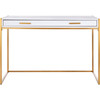 Elodie 1 Drawer Desk, White/Gold - Desks - 1 - thumbnail