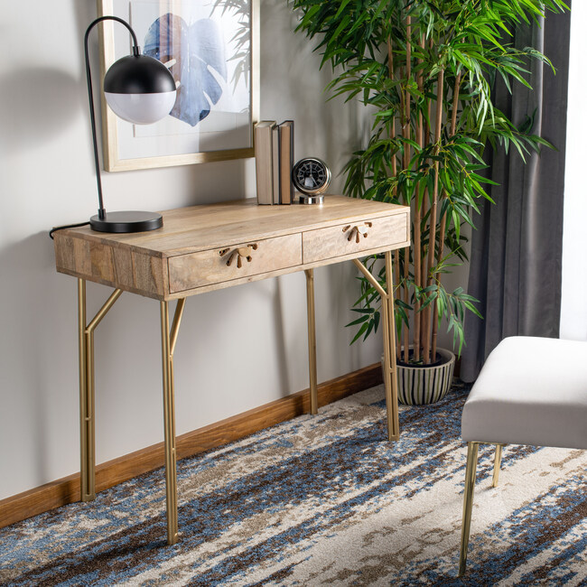 Lily 2 Drawer Desk, Natural - Desks - 2