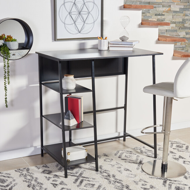 Hayden 3 Shelf Standing Desk, Black - Desks - 2