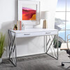 Elaine 1 Drawer Desk, White/Silver - Desks - 2 - thumbnail