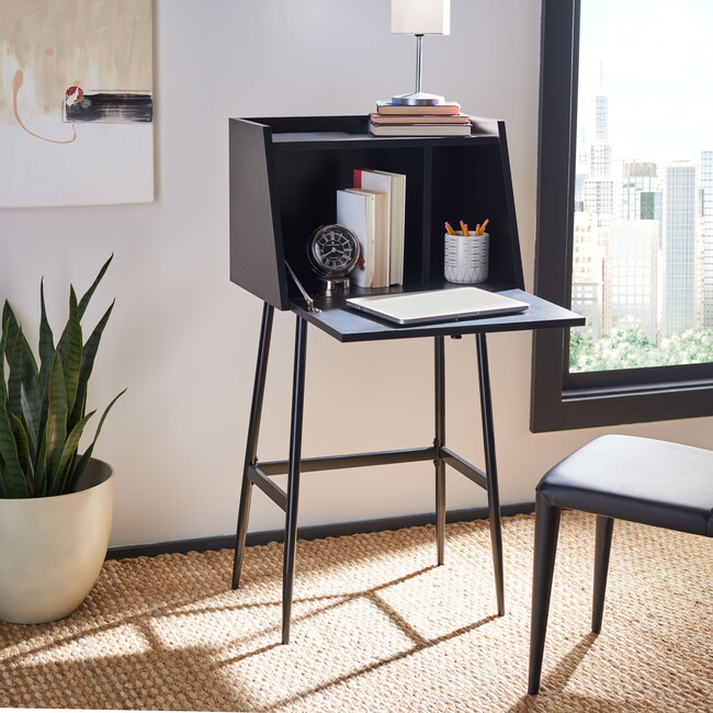 Xander Modern Secretary Desk, Black - Desks - 3