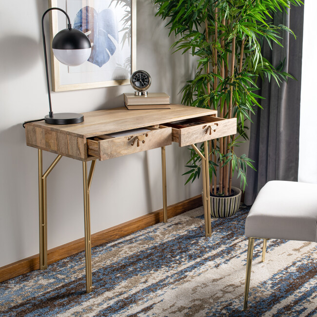 Lily 2 Drawer Desk, Natural - Desks - 3