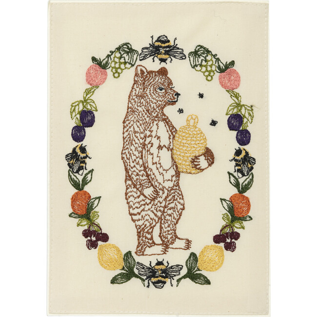 Honey Bear Embroidered Card