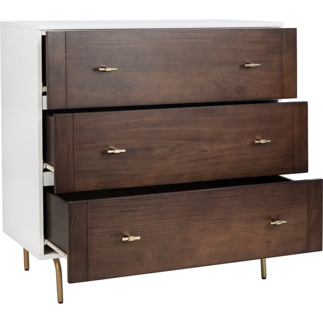 Genevieve 3 Drawer Dresser,  White/Walnut - Dressers - 4