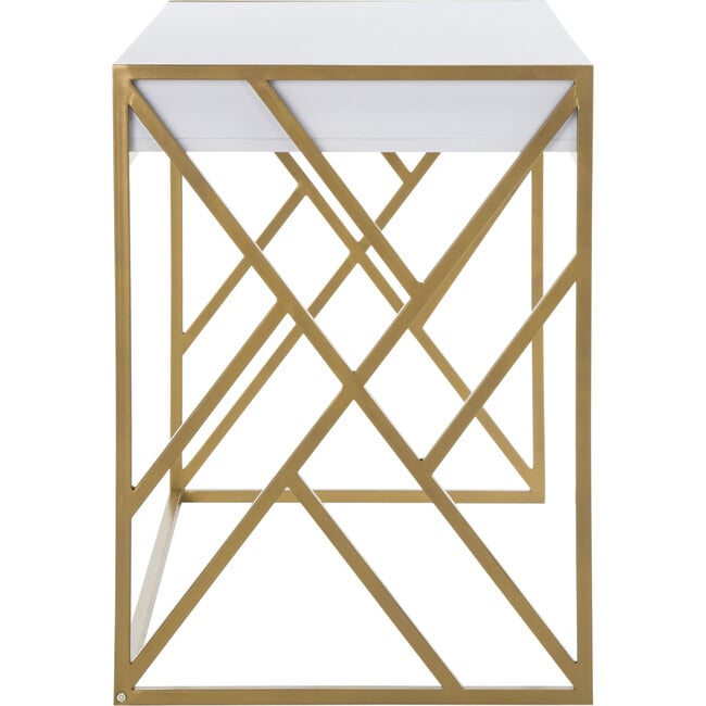 Elaine 1 Drawer Desk, White/Gold - Desks - 5