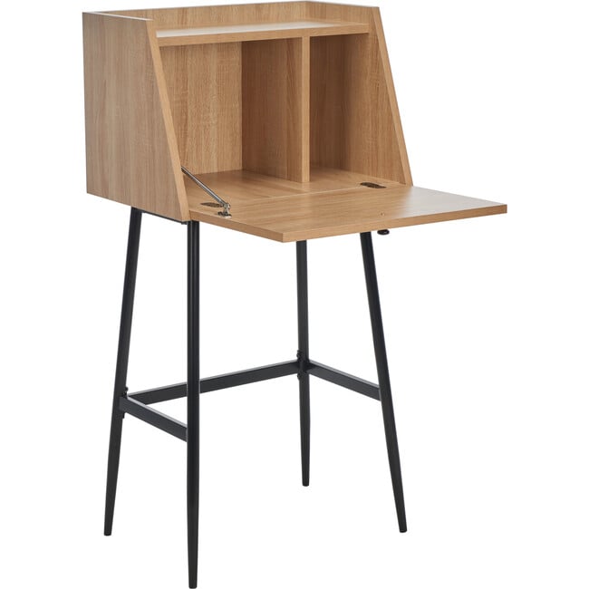 Xander Modern Secretary Desk, Natural/Black - Desks - 4