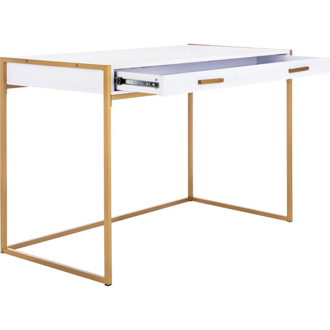 Elodie 1 Drawer Desk, White/Gold - Desks - 4