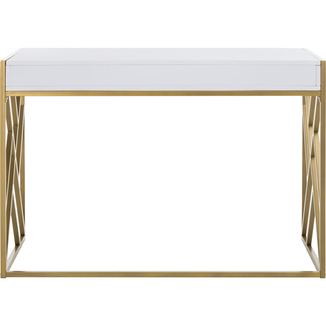 Elaine 1 Drawer Desk, White/Gold - Desks - 6