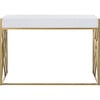 Elaine 1 Drawer Desk, White/Gold - Desks - 6