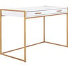 Elodie 1 Drawer Desk, White/Gold - Desks - 5