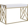 Elaine 1 Drawer Desk, White/Gold - Desks - 7