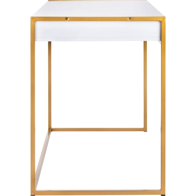 Elodie 1 Drawer Desk, White/Gold - Desks - 6