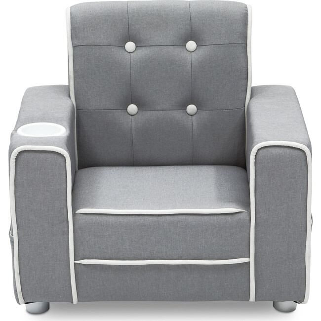 Chelsea Kids Upholstered Chair with Cup Holder, Soft Grey - Kids Seating - 6