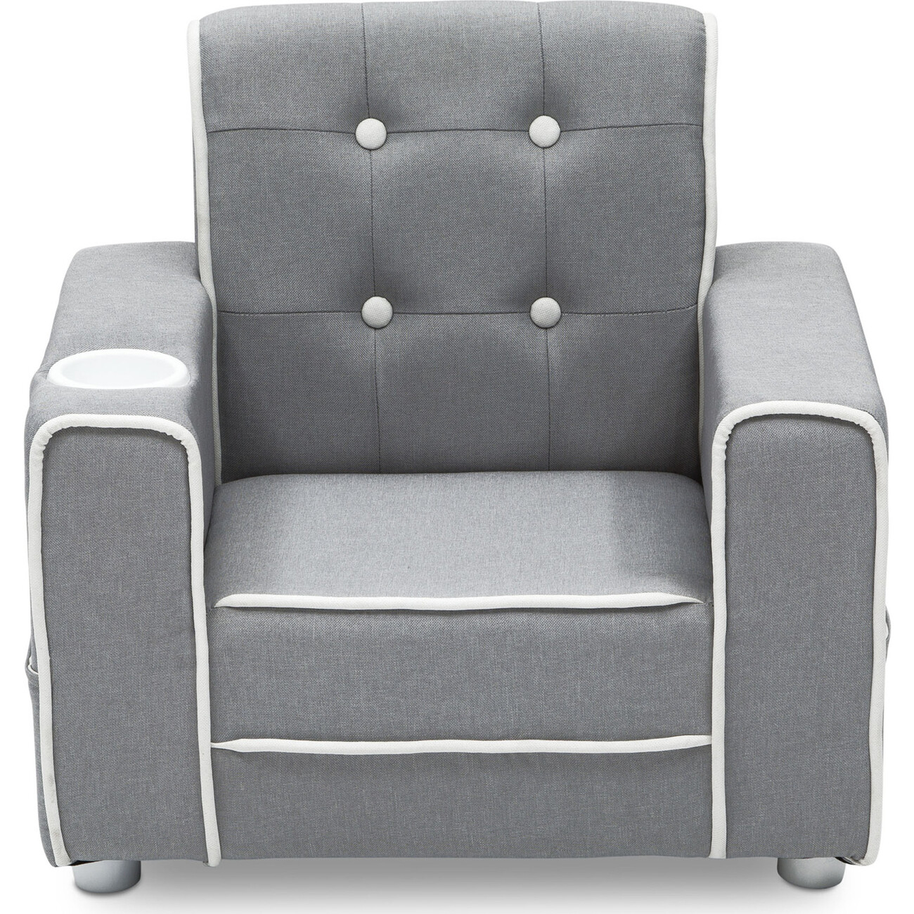 Chelsea Kids Upholstered Chair with Cup Holder Soft Grey Delta