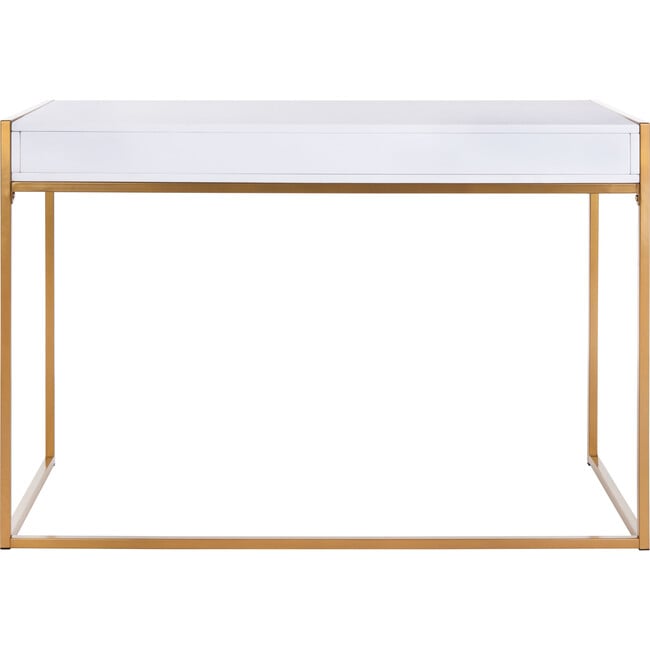 Elodie 1 Drawer Desk, White/Gold - Desks - 7