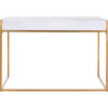 Elodie 1 Drawer Desk, White/Gold - Desks - 7