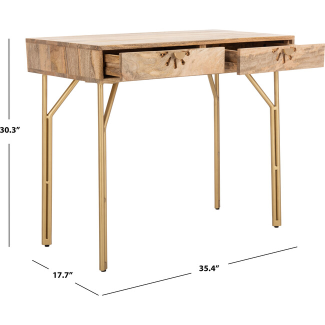 Lily 2 Drawer Desk, Natural - Desks - 9