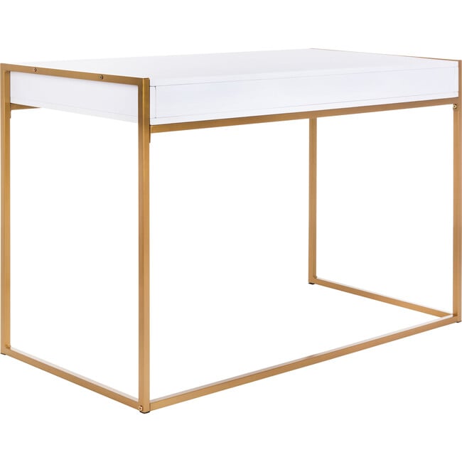 Elodie 1 Drawer Desk, White/Gold - Desks - 8