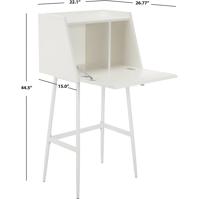 Xander Modern Secretary Desk, White - Desks - 8