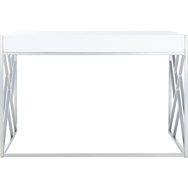 Elaine 1 Drawer Desk, White/Silver - Desks - 7