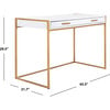 Elodie 1 Drawer Desk, White/Gold - Desks - 9