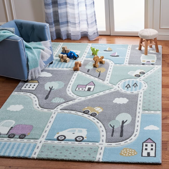 Carousel Kids Scout Rug, Grey/Light Blue - Rugs - 2