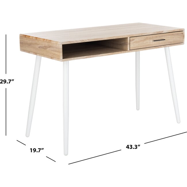 Jorja 1 Drawer 1 Shelf Desk, Natural/White - Desks - 9