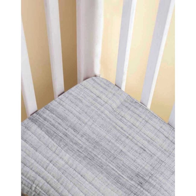 Brush-Stroked Cotton Fitted Crib Sheet, Grey Brush Stroke