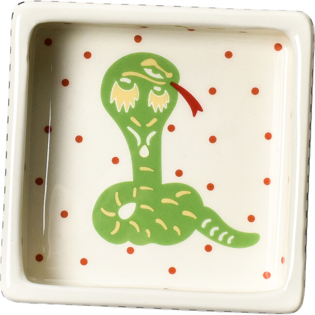 Chinese Zodiac Square Trinket Bowl, Snake - Accents - 1