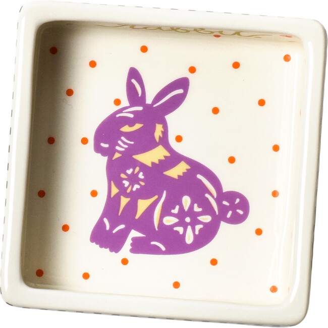 Chinese Zodiac Square Trinket Bowl, Rabbit - Accents - 1